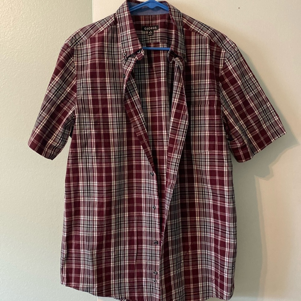 GEORGE Men’s short sleeve shirt. Sz M 38/40. Like new. Red/Gray/White